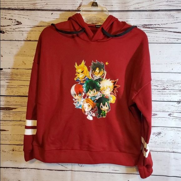 Sweaters - MY HERO ACADEMIA Hoodie Burgundy Medium NWT